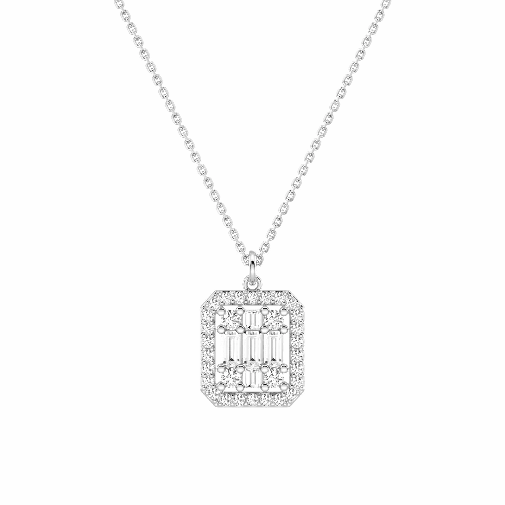 Infinity Halo Lab Grown Diamond Rectangular Cluster Necklace Enchanted Detail Casual Charm