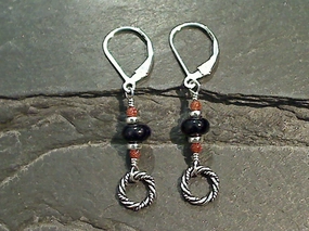 Orange And Blue Goldstone, Sterling Silver Earrings Safe Detail Seasonal piece
