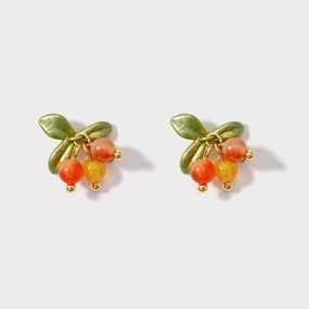 Orange Berry Earrings Tiny Ornament Pretty Adornment
