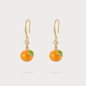 Orange Earrings Shiny Finish Chic Appearance