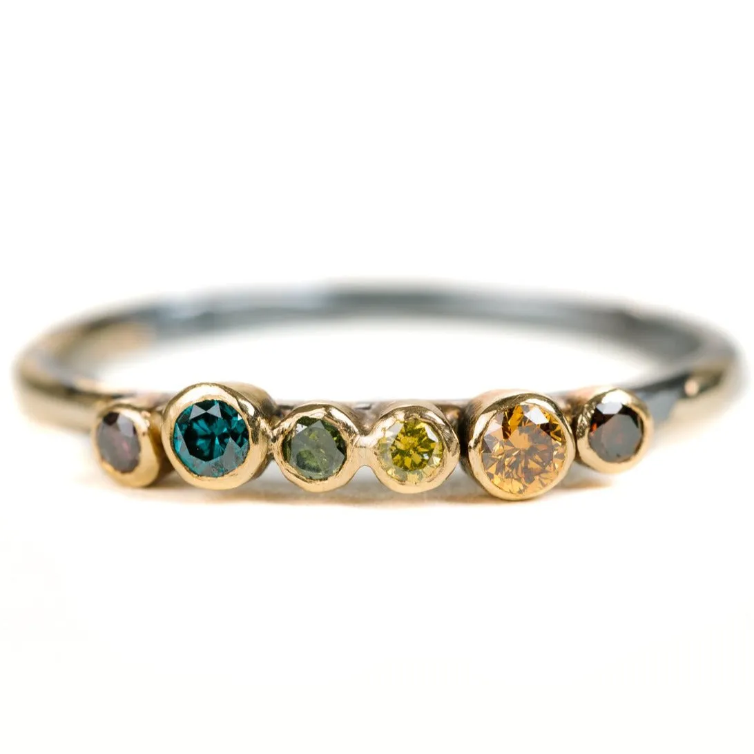 Organic Princess Band  - 18ky Gold   Colored Diamonds Handmade Jewelry Cultural Event