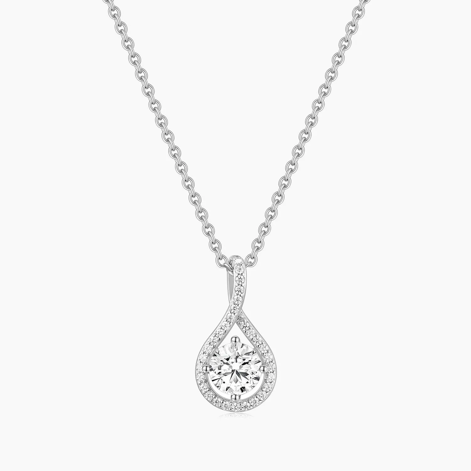 Teardrop Cubic Zirconia Halo Necklace Splendid Accessory
