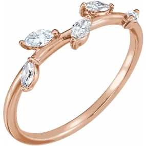 Friendship Bond 14K Rose 1/4 CTW Diamond Leaf Ring
