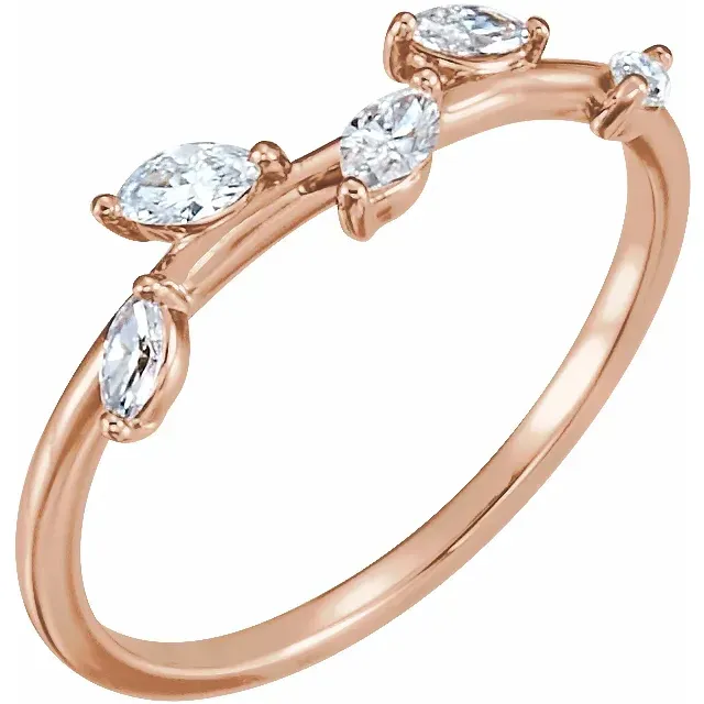 Friendship Bond 14K Rose 1/4 CTW Diamond Leaf Ring