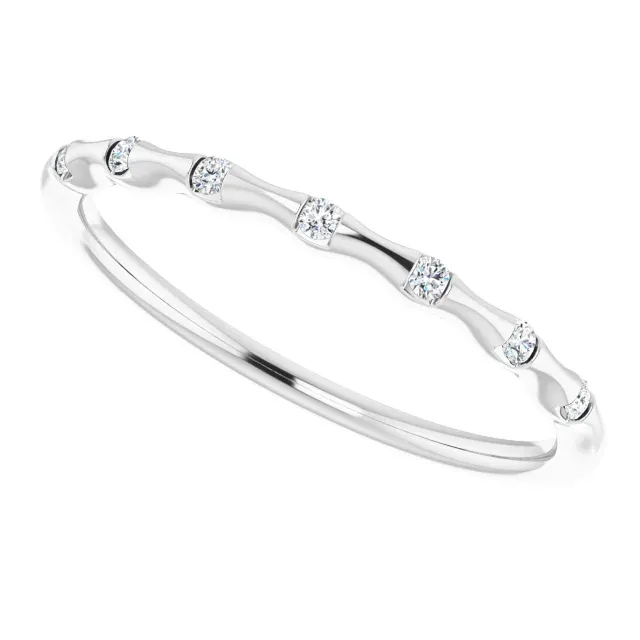 14K White .06 CTW Diamond Stackable Ring Subtle Detail Strong Art