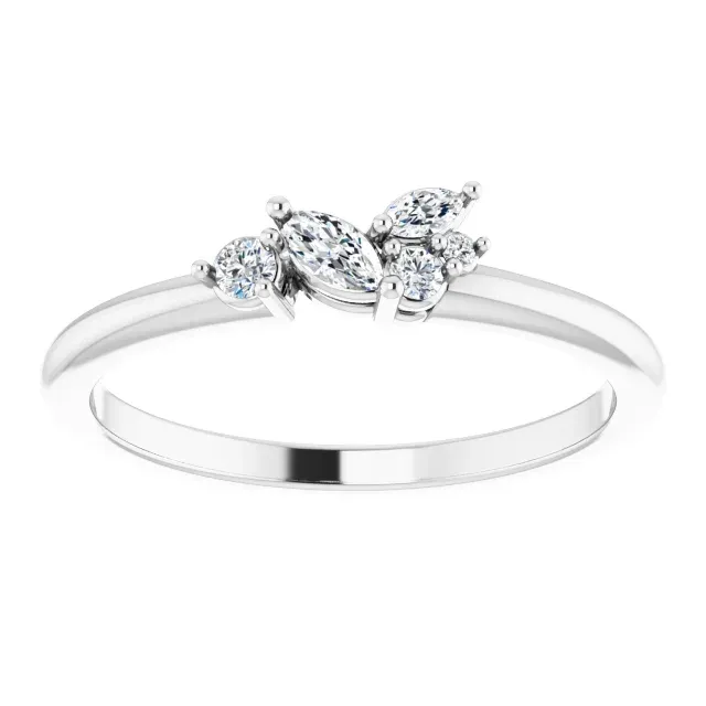 14K White 1/6 CTW Diamond Stackable Ring Quality Product