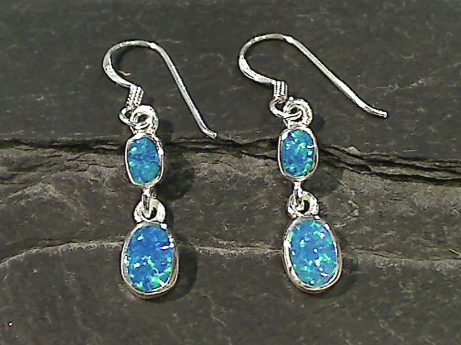 Created Opal, Sterling Silver Earrings Chic piece Polished Essential