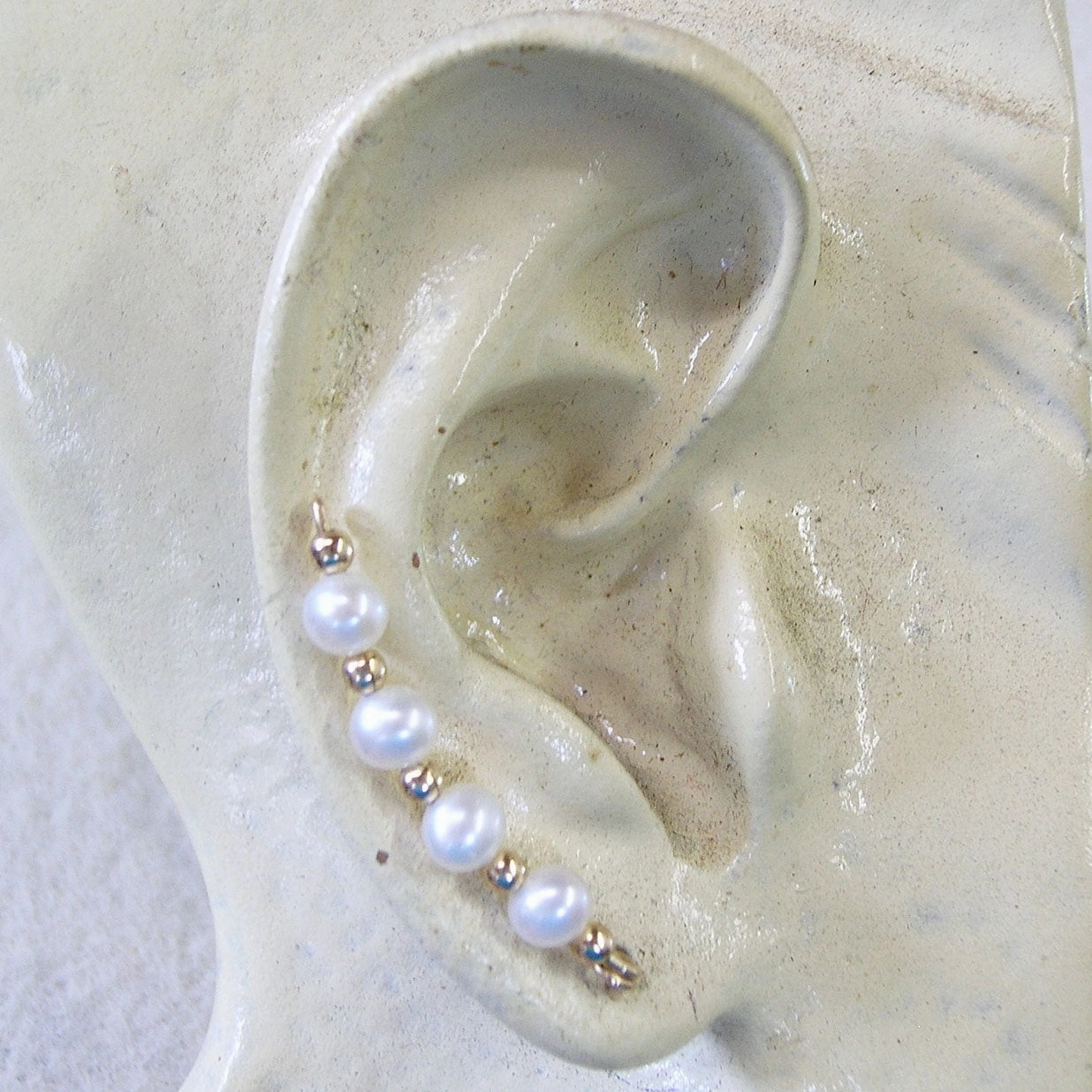 Freshwater Pearls 14kt Gold Filled Bridal Ear Climbers - Ear Sweep 13 Lustrous Item Colorful Trinket