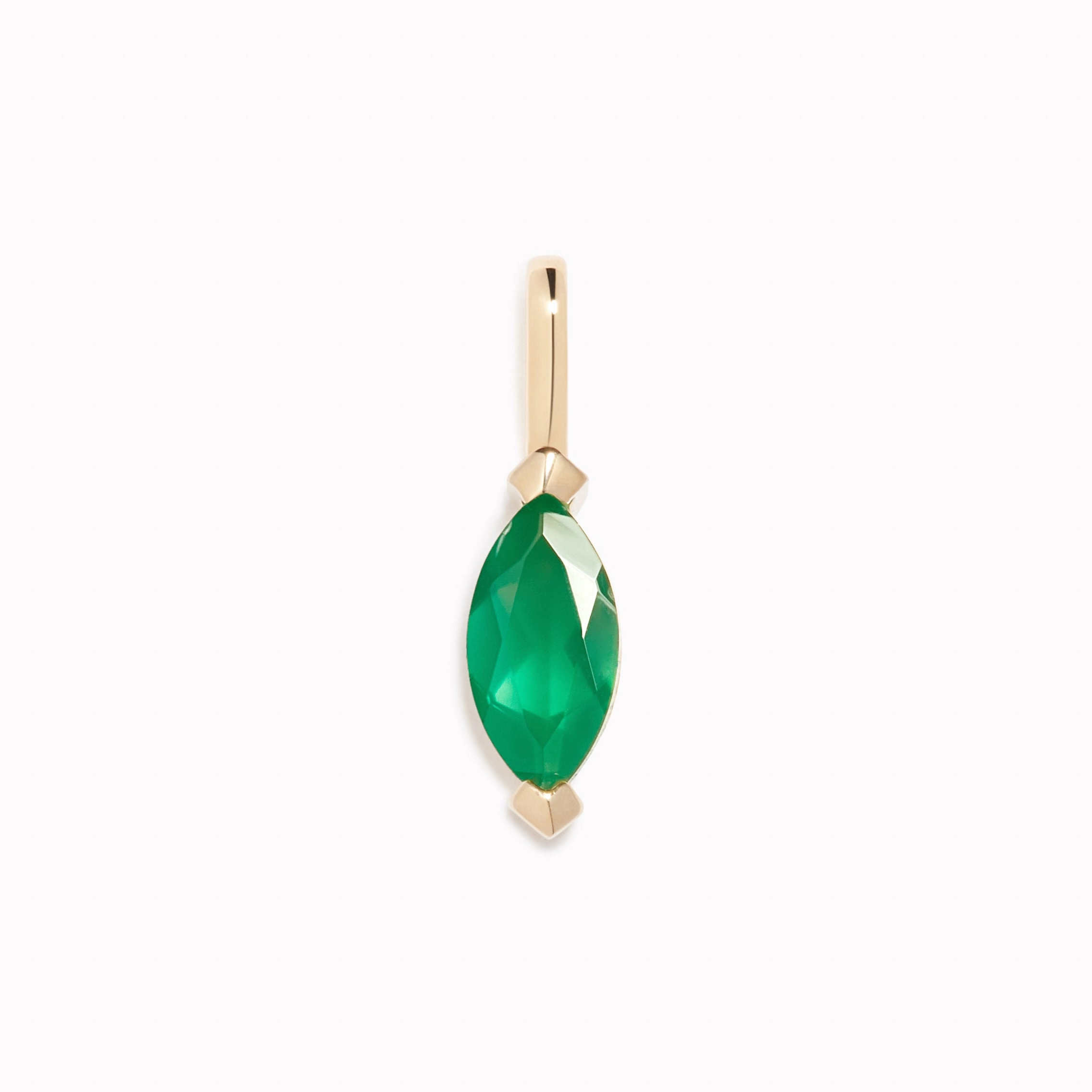 Custom Gifts Polished Glam May Birthstone Pendant 14k Gold - Green Agate