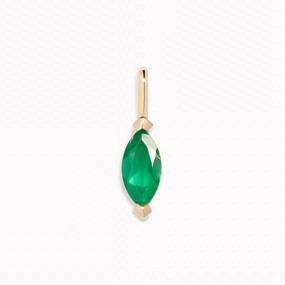 Custom Gifts Polished Glam May Birthstone Pendant 14k Gold - Green Agate