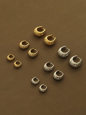 Handmade Shine Pieces Shine Bright Oval Huggie Hoop Earrings 3 Sizes