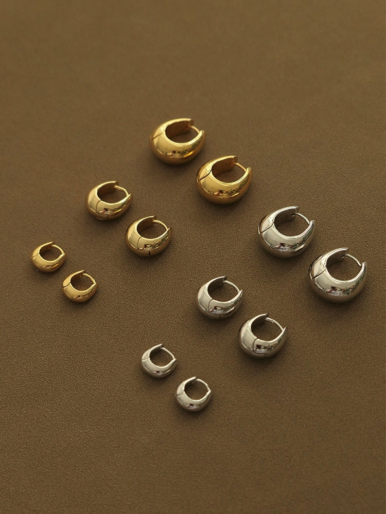 Handmade Shine Pieces Shine Bright Oval Huggie Hoop Earrings 3 Sizes