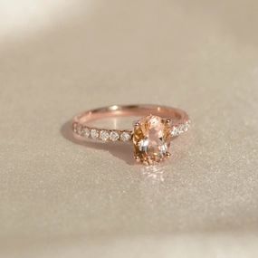 Oval Morganite and Diamond Ring Rose Gold - Minette Radiant Jewelry Shine