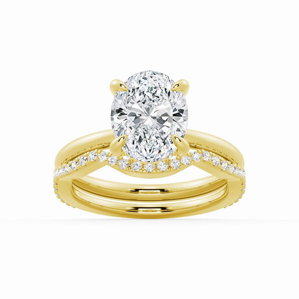 Oval Solitaire Moissanite Ring Set With Matching Wedding Band Everyday Touch Evergreen style