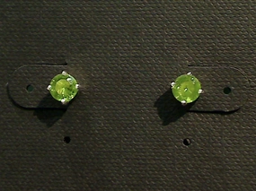 Shiny Jewelry Peridot, Sterling Silver 5MM Stud Earrings