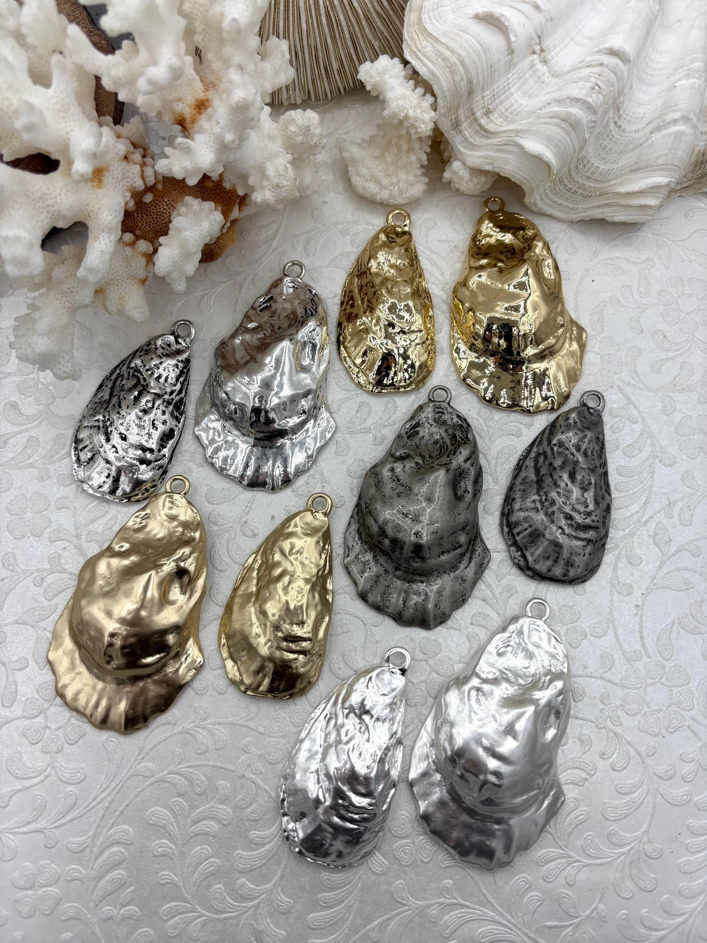 Oyster Shell Cast Pendant, Shell Pendant, Seashell,  2 styles of shells, 3 colors, BBA Original. Fast Shipping Classic Style