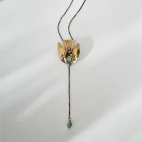 Enchanted Sparkle Paloma Necklace - Oxidized Brass, Sterling Silver   African Turquoise