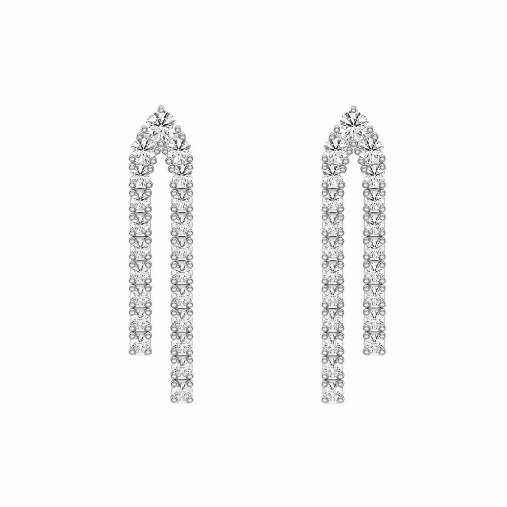 Refined Craftwork Parallel Diamond Chain Earrings with Architectural Drops