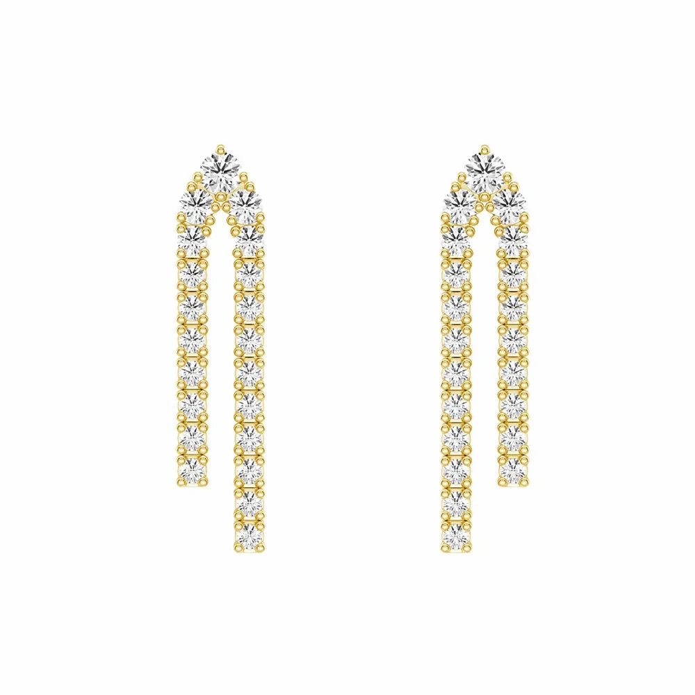 Elegant Finish Parallel Diamond Chain Earrings with Architectural Drops