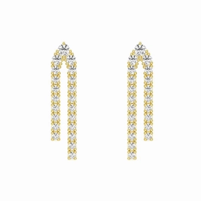 Parallel Diamond Chain Earrings with Architectural Drops soft look Radiant Gem