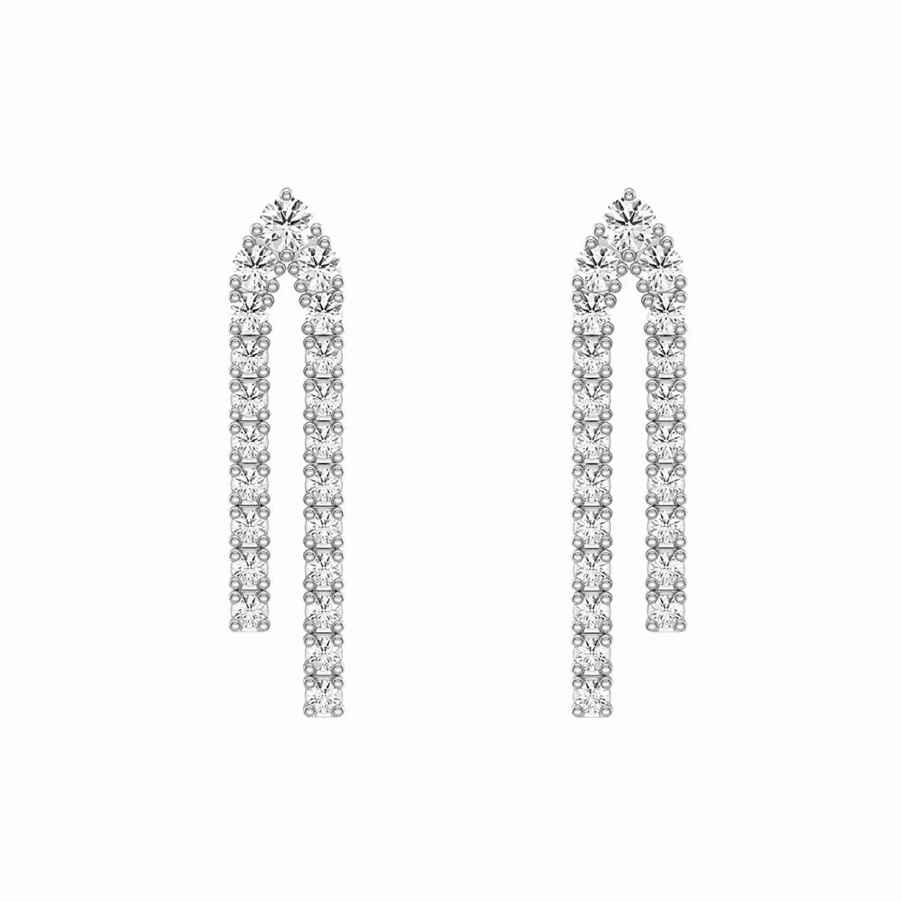 Daily Fit Parallel Diamond Chain Earrings with Architectural Drops