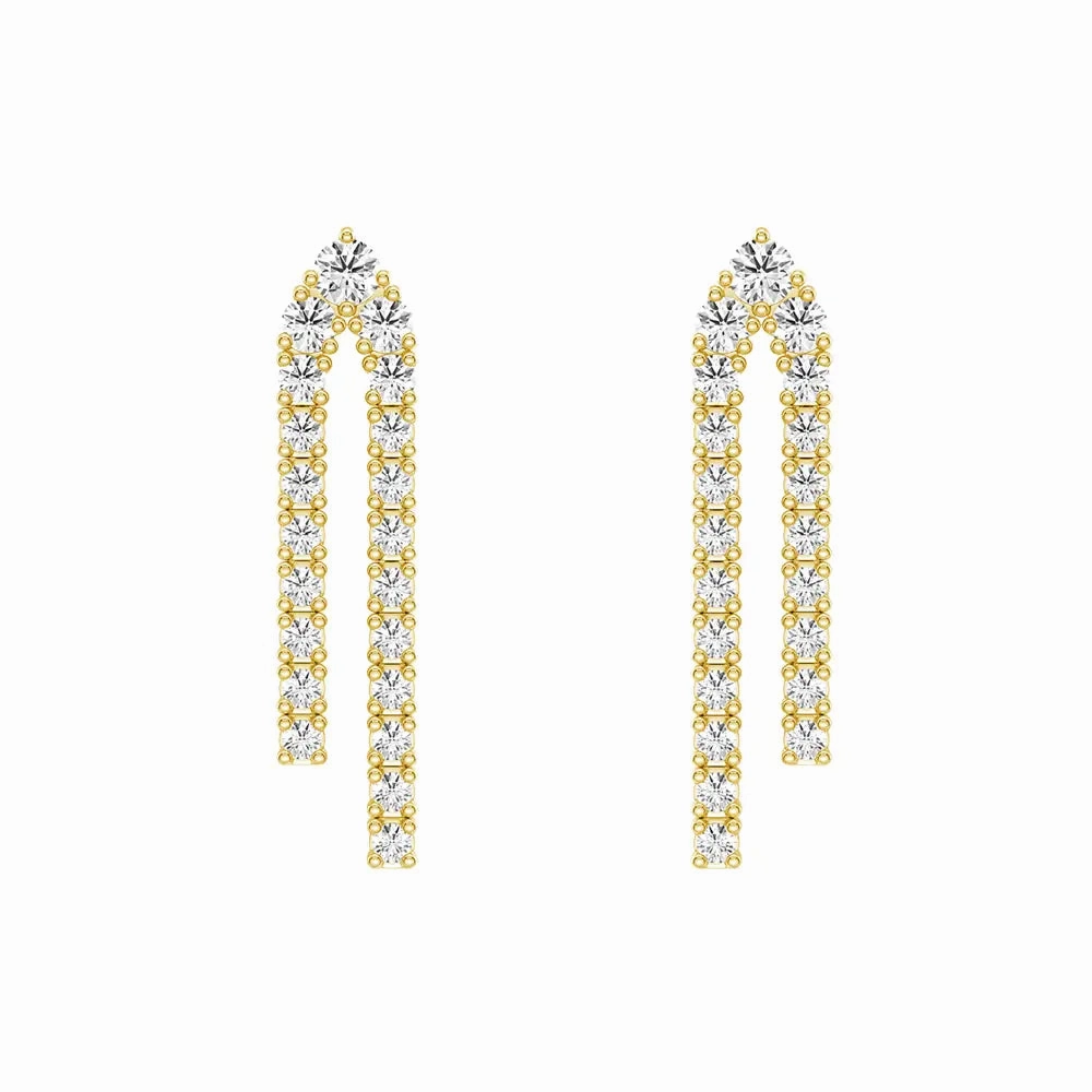 Parallel Diamond Chain Earrings with Architectural Drops soft look Radiant Gem