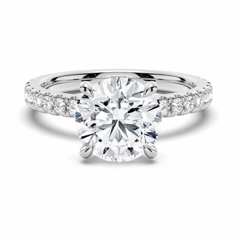 Pav?? Band Round Moissanite Engagement Ring With Hidden Halo Nature Inspired