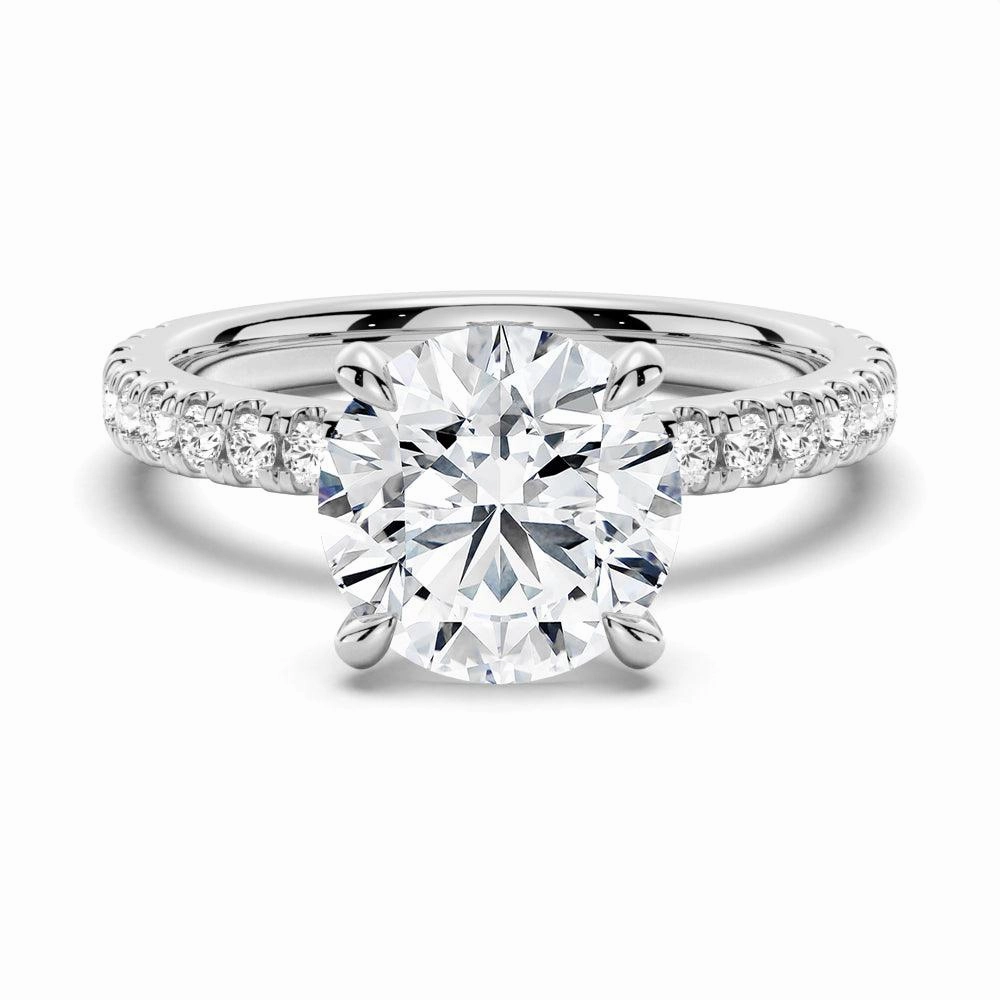 Classic Glow Pav?? Band Round Moissanite Engagement Ring With Hidden Halo