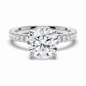 Gloss Mode Lux Appeal Pav?? Band Round Moissanite Engagement Ring With Hidden Halo
