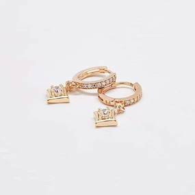 Beauty Element Pave Geometric Huggie Earrings