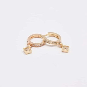 Polished Elegance Pave Huggie Dangle Earrings