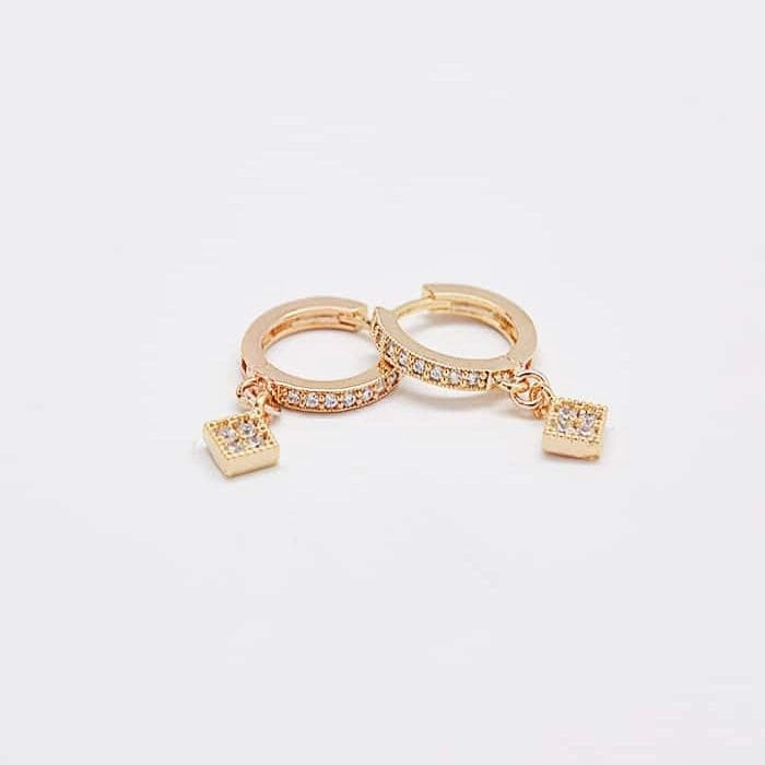 Elegant Detailing Pave Huggie Dangle Earrings