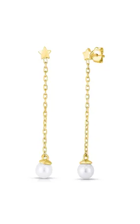 Pearl Chain Drop Stud Earring Delicate Vibe