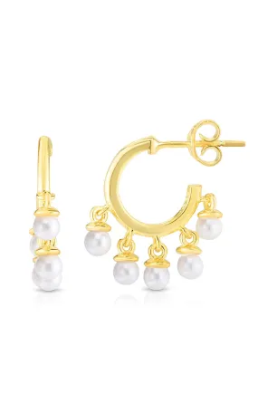 Alluring Design Pearl Huggie Hoop Earring