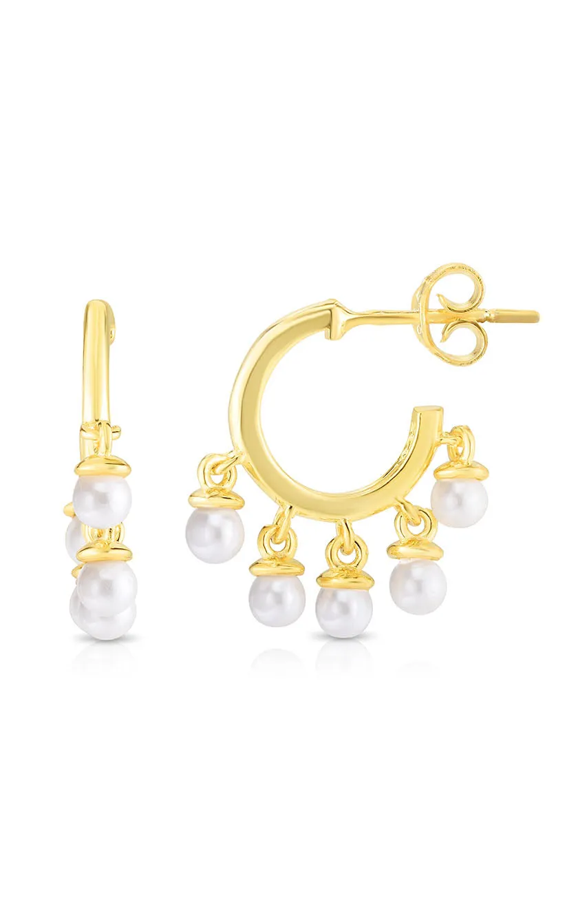 Alluring Design Pearl Huggie Hoop Earring