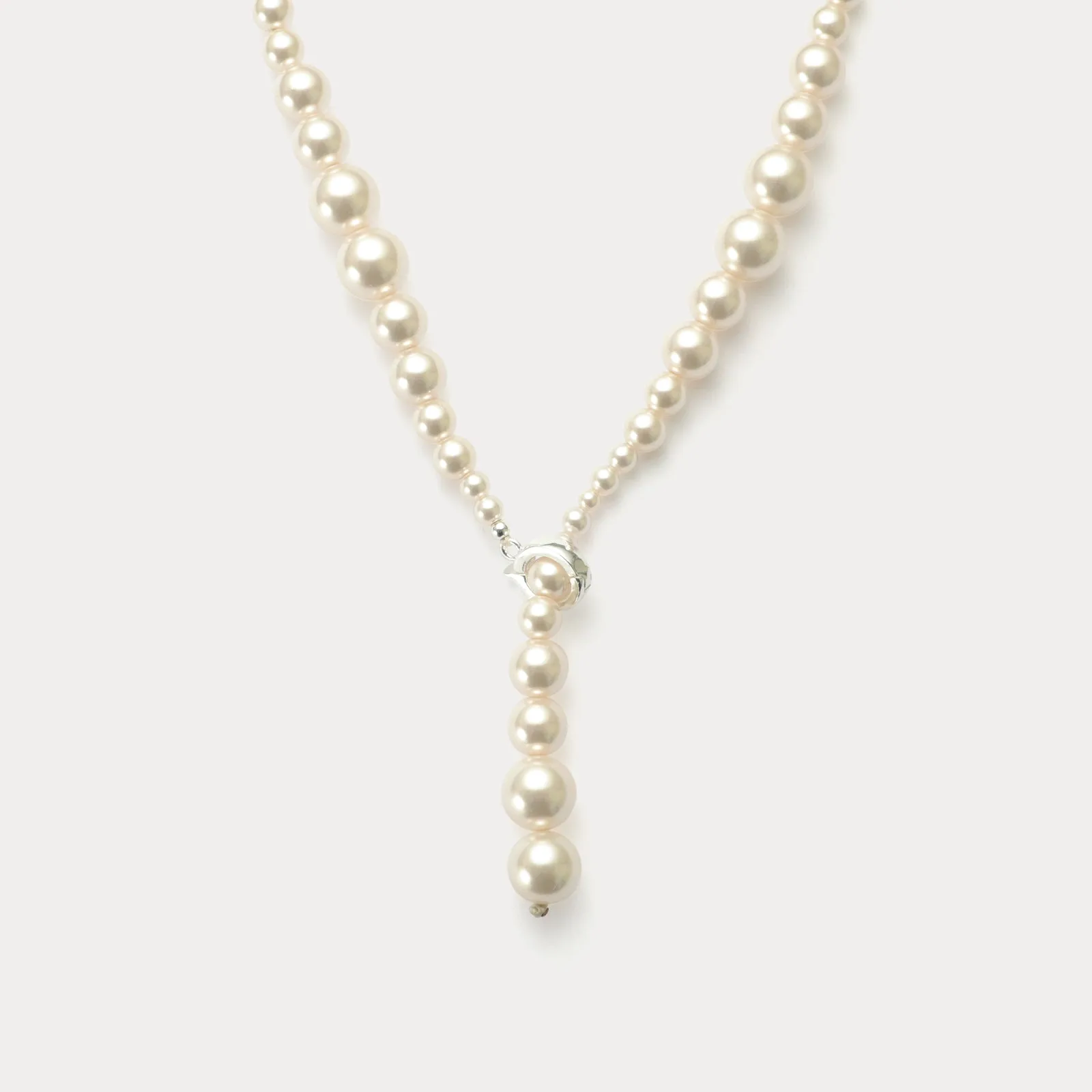 Pearl Lariat Necklace Glossy Touch Polished Style