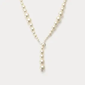 Pearl Lariat Necklace Glossy Touch Polished Style