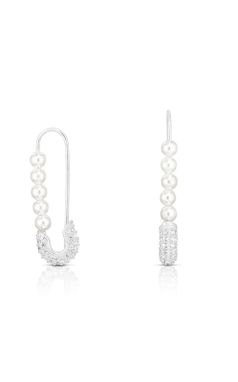 Sophisticated Pieces Artistic Accent Pearl Safety Pin Threader Earring