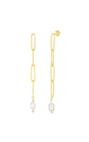 Pearl X Link Drop Stud Earring Trendy Detail
