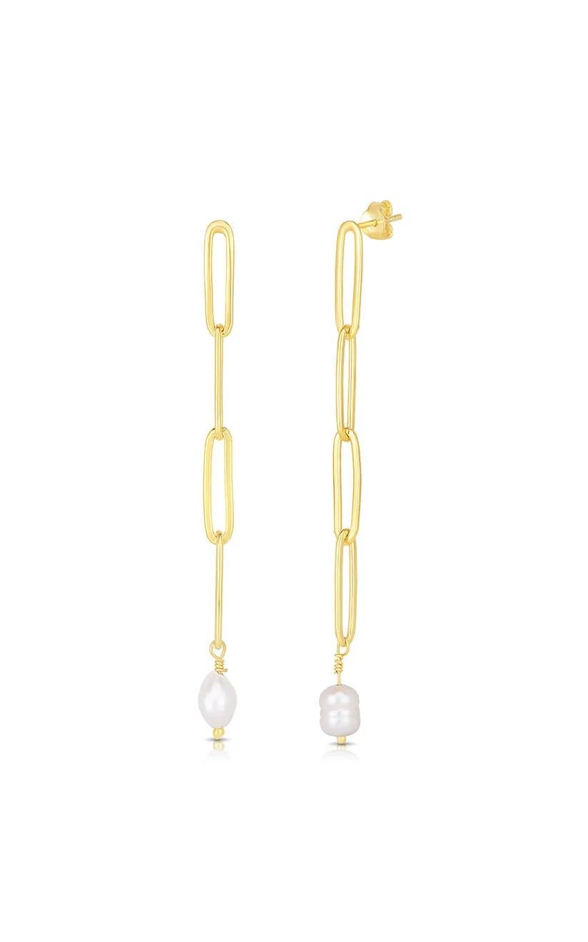 Pearl X Link Drop Stud Earring Trendy Detail
