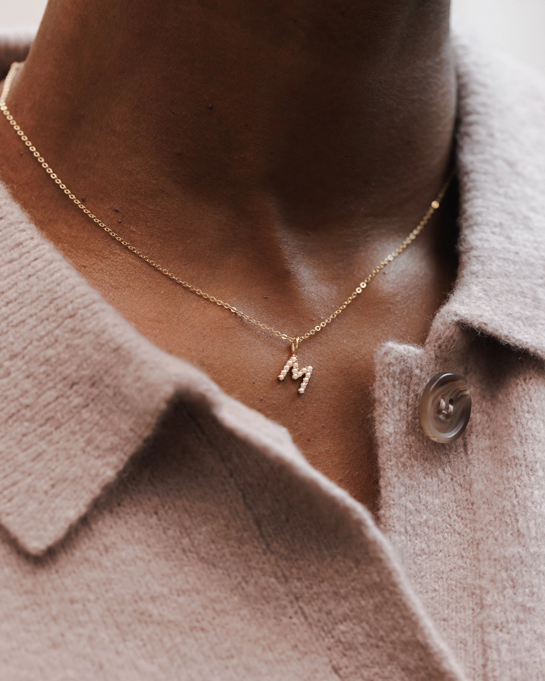 Minimal Detail Muted Style Pearl Initial Charm