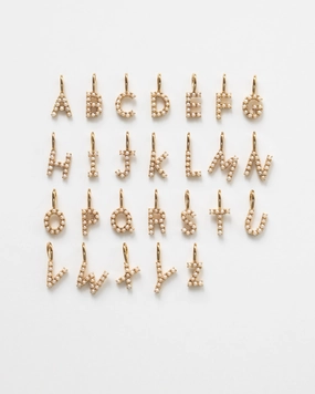 Dainty Sparkle Luxury Edge Pearl Initial Charm