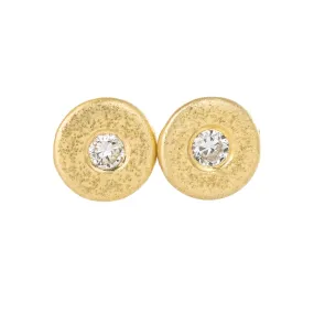 Gentle Shine Bright Choice Pebble Stud Earrings - 18k Gold, Oxidized Silver   Reclaimed Diamonds