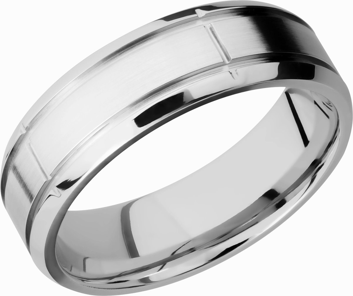 Cobalt chrome 7mm beveled band with 5 segments in the band Layered Mood Soft Lighting