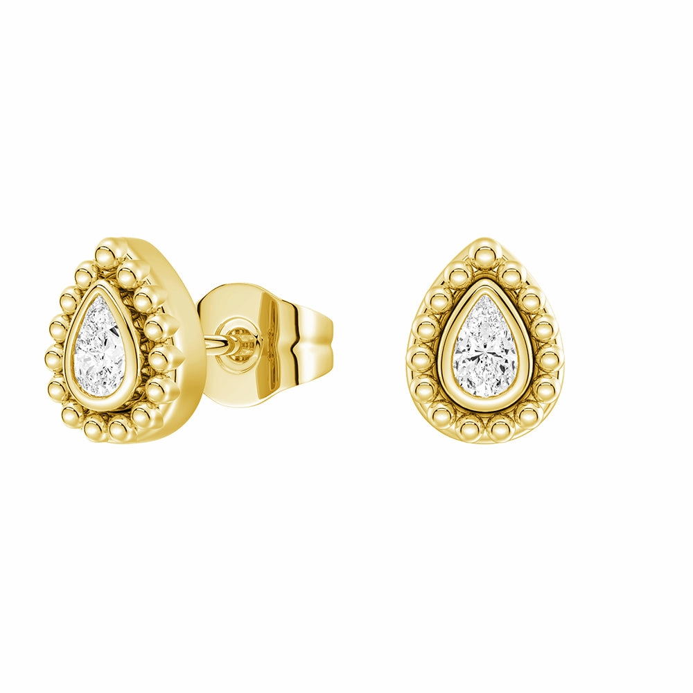 Distinctive Jewelry Pieces Convertible 2 in 1 Beaded Jacket Stud Earrings with Pear Cut Lab Diamond