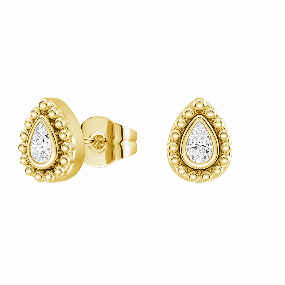 Modern Aesthetic Refined Choice Convertible 2 in 1 Beaded Jacket Stud Earrings with Pear Cut Lab Diamond