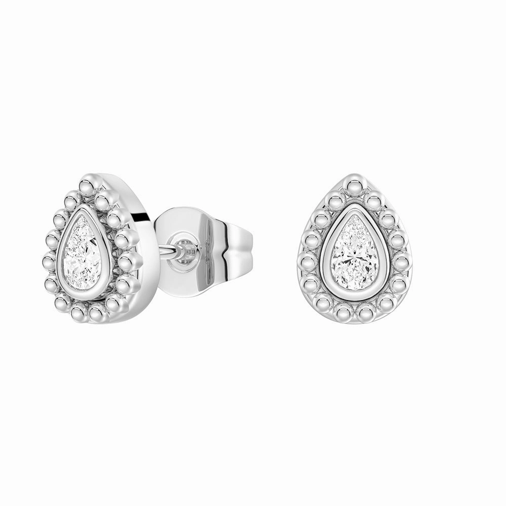 Convertible 2 in 1 Beaded Jacket Stud Earrings with Pear Cut Lab Diamond Luxury Jewelry Sparkle Focus