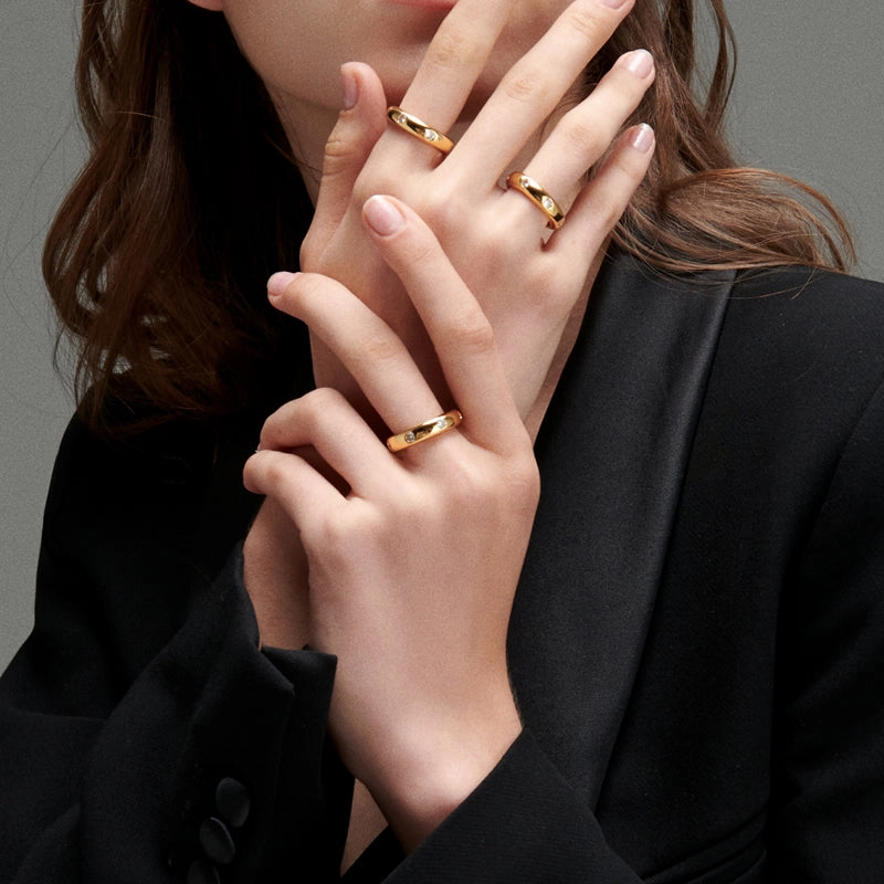 Subtle Pop Jacinta 18K Gold Round Band Ring with Cubic Zirconia