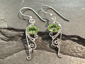 Peridot, Sterling Silver Earrings Casual Embellishment