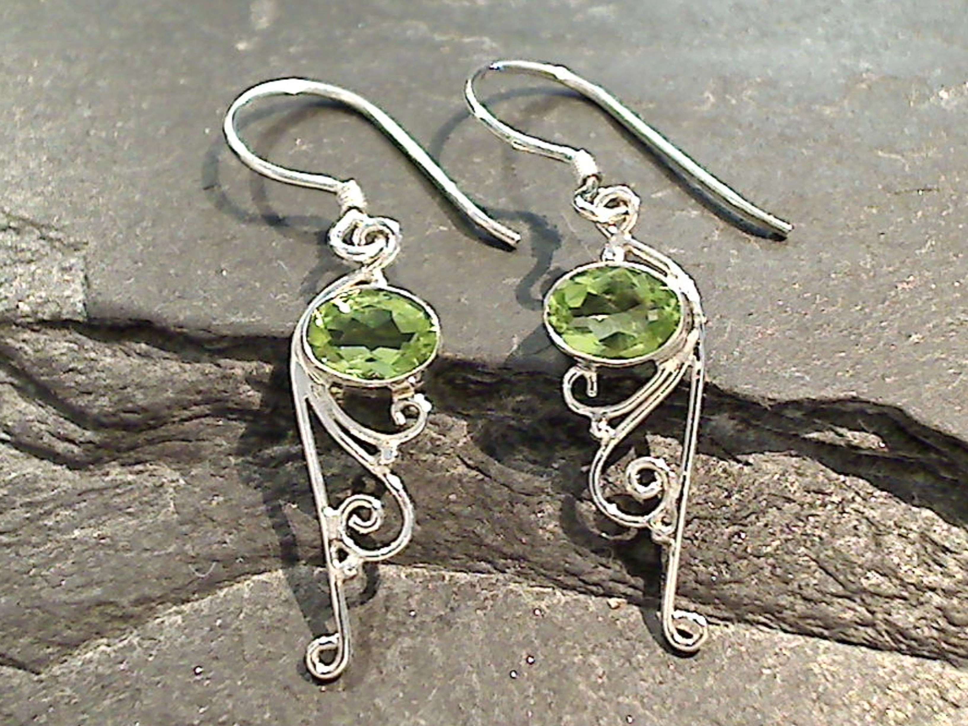 Peridot, Sterling Silver Earrings Casual Embellishment